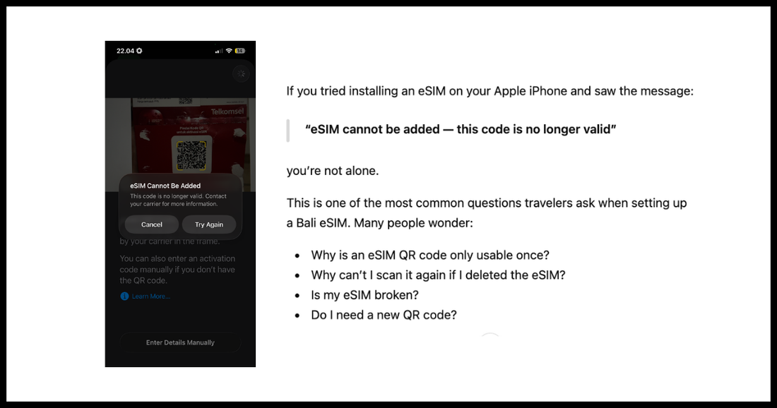 eSIM Cannot Be Added: “This Code Is No Longer Valid” on iPhone — What Does It Mean?
