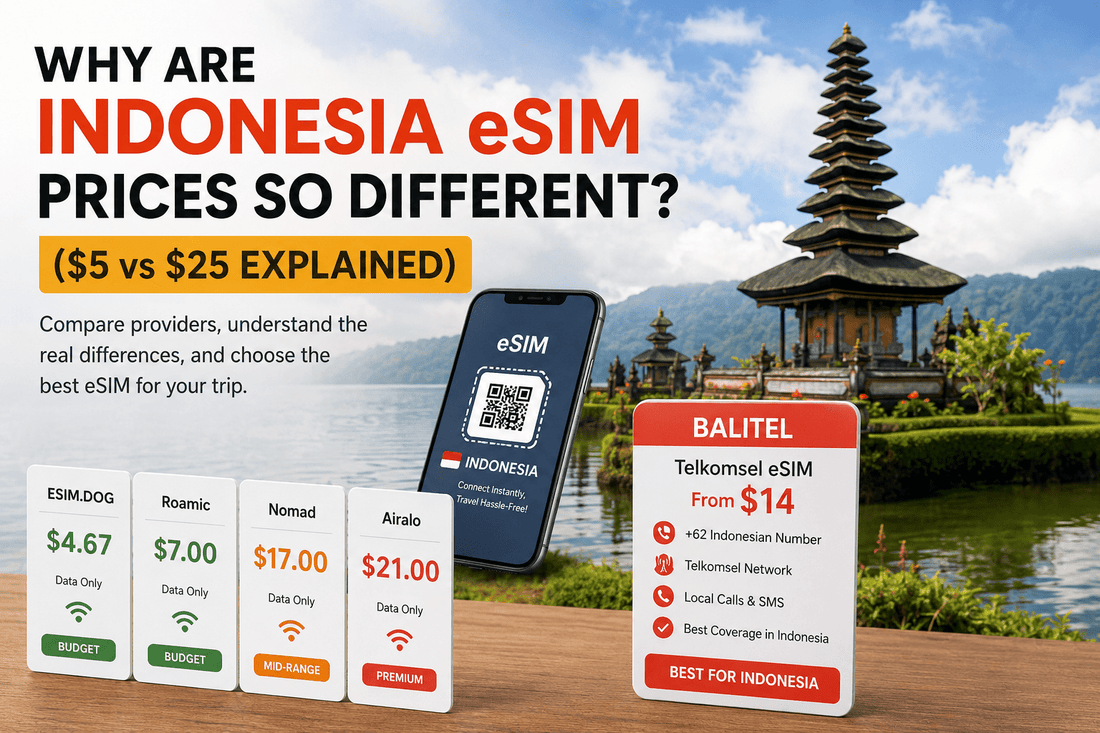 Why Are Indonesia eSIM Prices So Different? ($5 vs $25 Explained) [2026 Guide] - Balitel