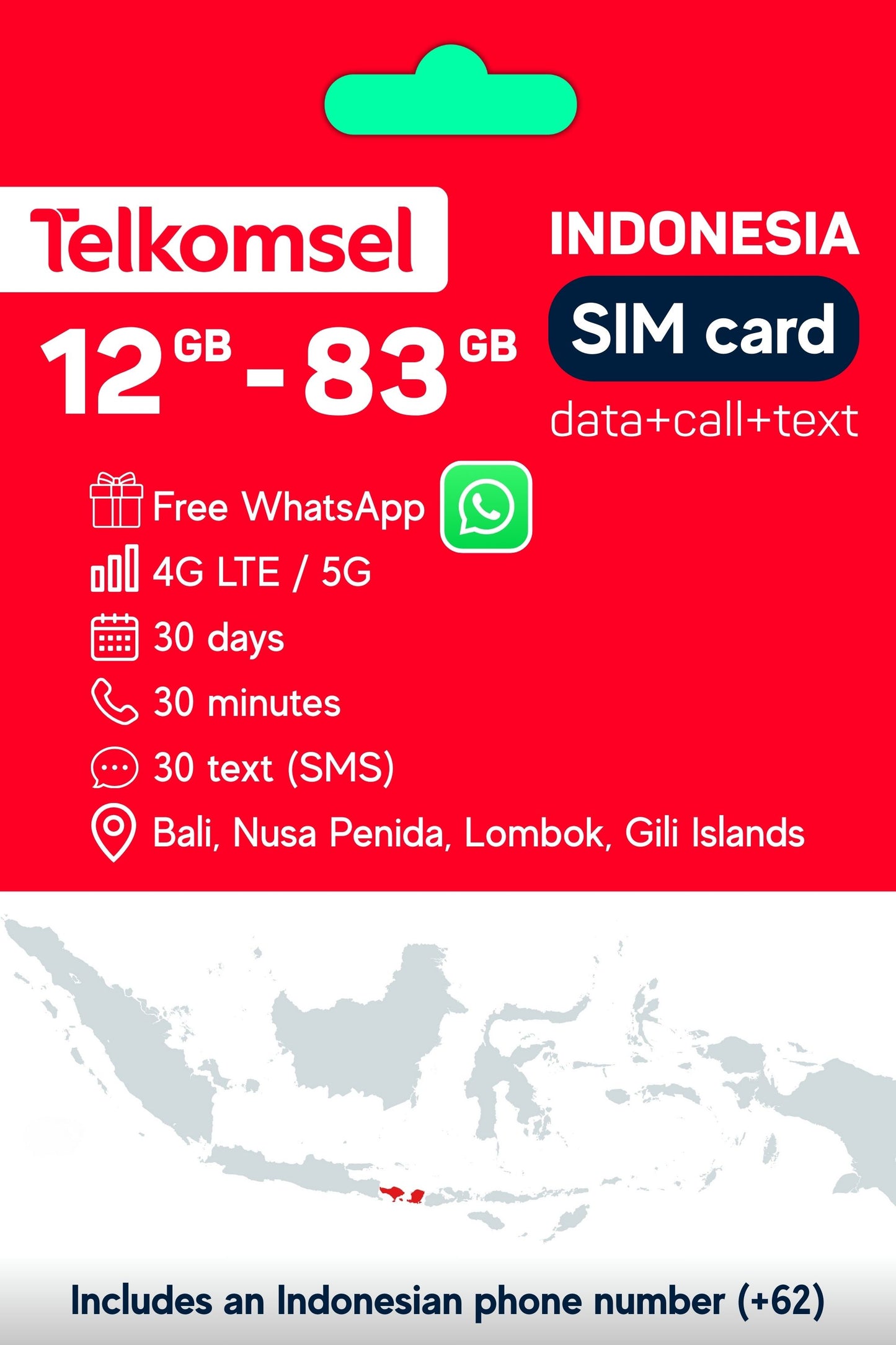 Bali SIM card by Telkomsel (physical)
