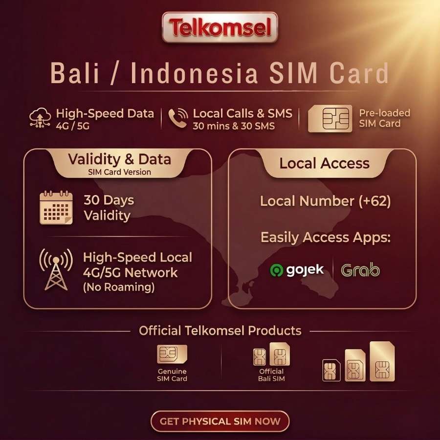 Telkomsel Prepaid SIM Card Bali - 30 Days