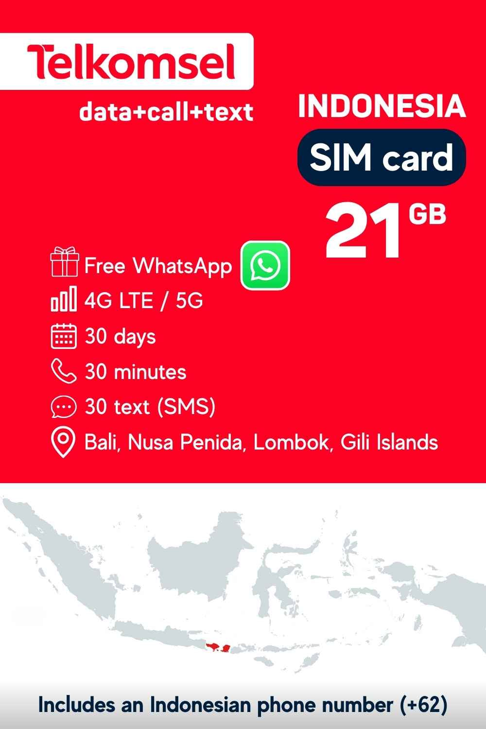Bali SIM card by Telkomsel (physical)