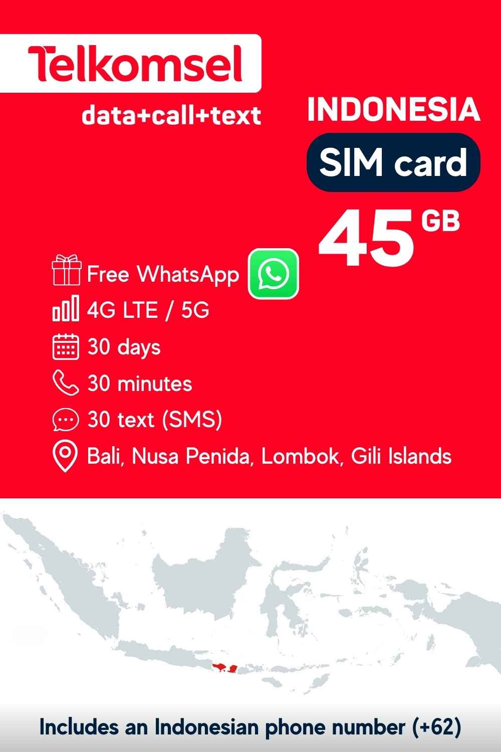 Bali SIM card by Telkomsel (physical)