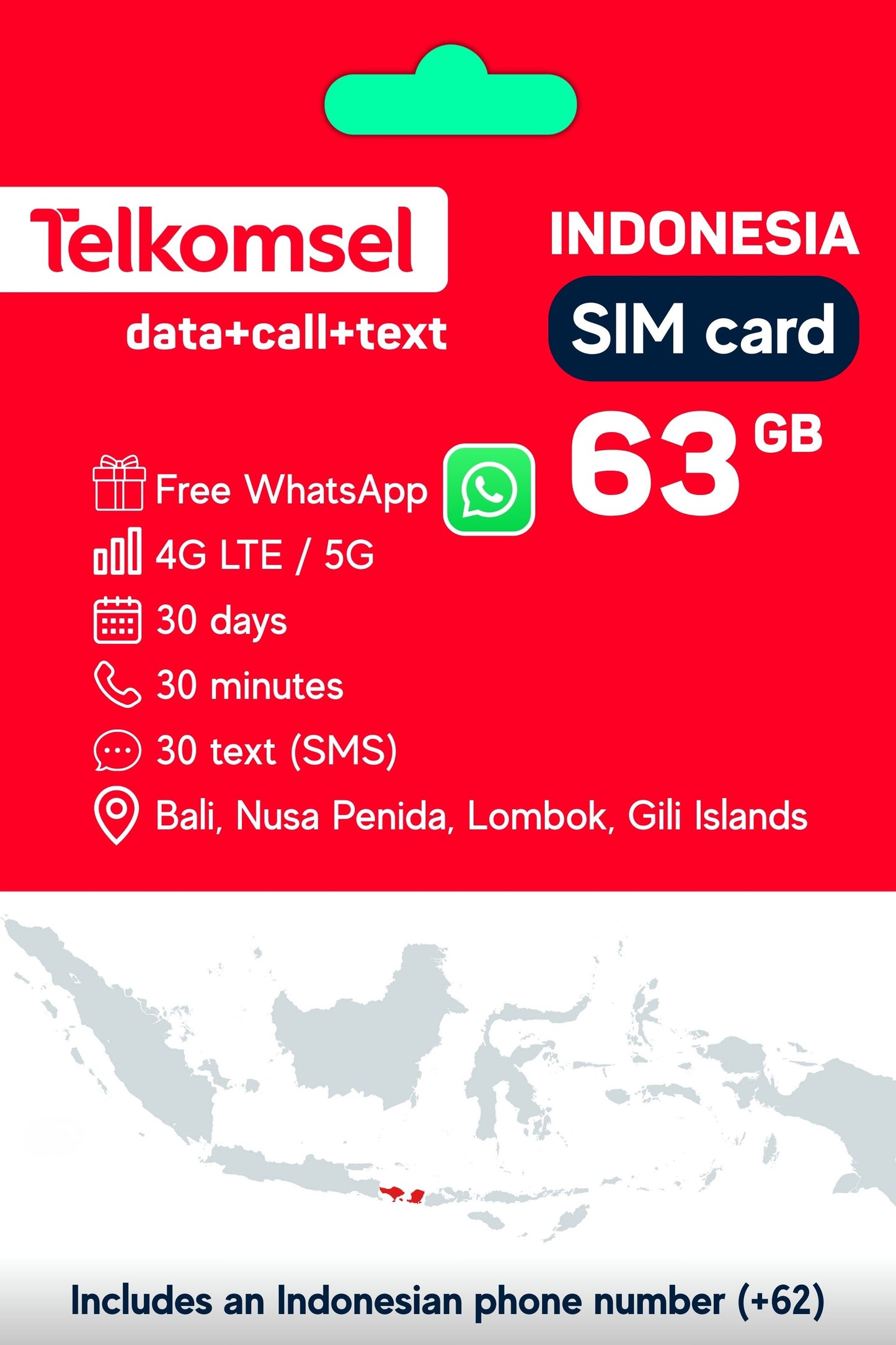 Bali SIM card by Telkomsel (physical)