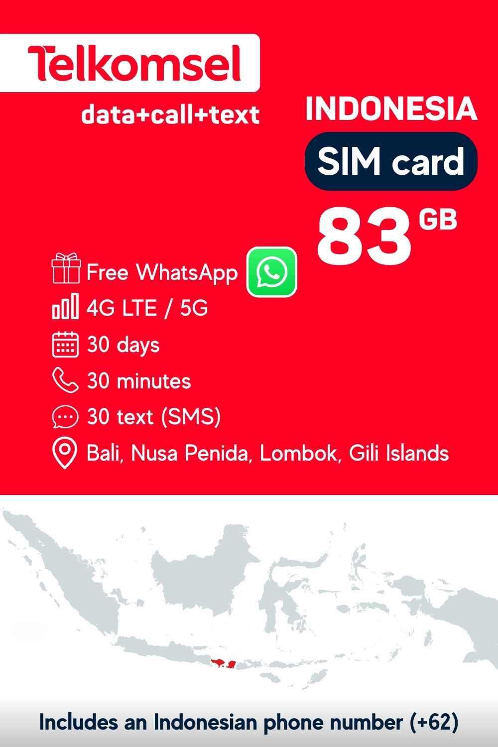 Bali SIM card by Telkomsel (physical)