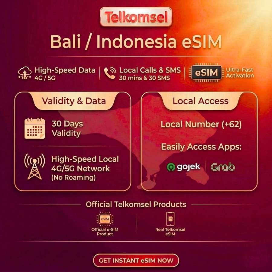 Local Indonesia eSIM 30 Days - Telkomsel - Balitel