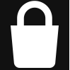 A minimalist white circular icon with a bold black border, centered on a solid black background.